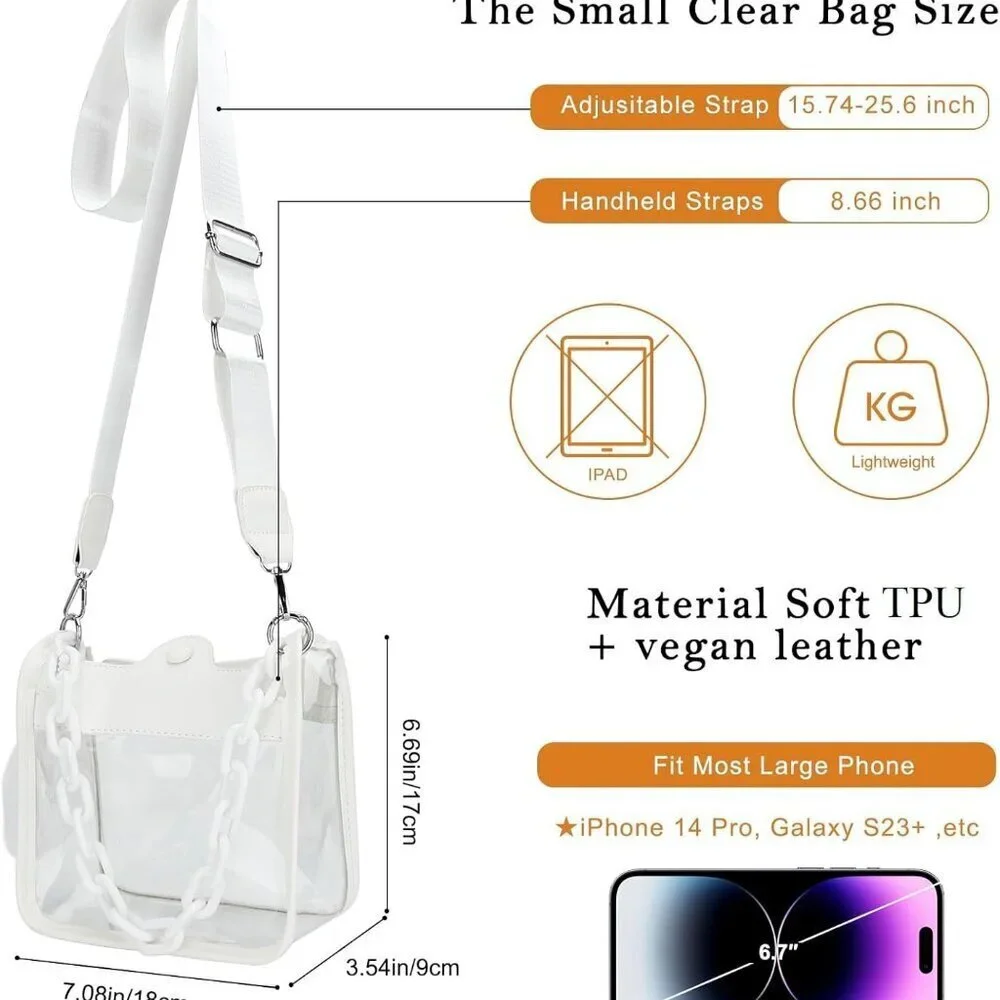 Small Clear Crossbody Bag for Stadium Events Transparent Handbag for Concerts - Picture 4 of 8